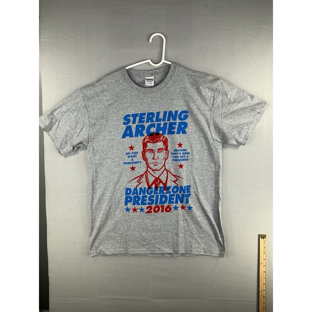 Sterling Archer Dangerzone President 2016 Adult T-Shirt Large Gray Graphic